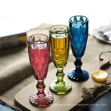 2016 high quality haonai wedding Champagne Glass Cup Long Stem emboss/engraving glass Goblet